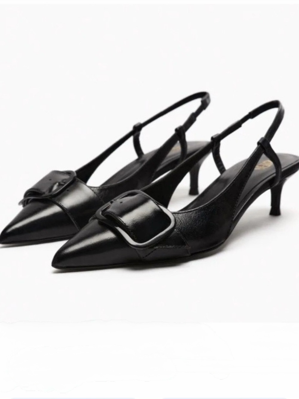 ZARA Slingback Leather Kitten Heel Shoes | Size US 8 EU 39 | Excellent Condition